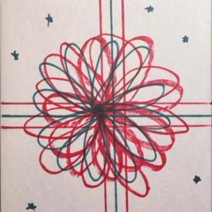 Hand-drawn bow on gift wrap