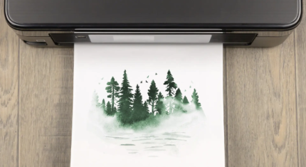 photo of pine trees being printed